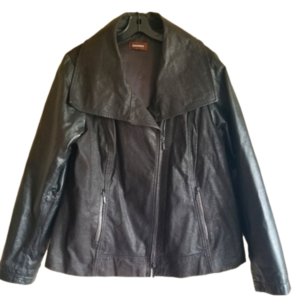 Danier Leather Wide Collar Moto Jacket Size XL Womens Black Lined